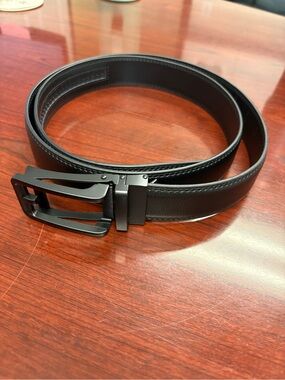 SENDEFN Men's Black Dress Belt Adjustable Solid Buckle 1.25in Width Fits 28-44